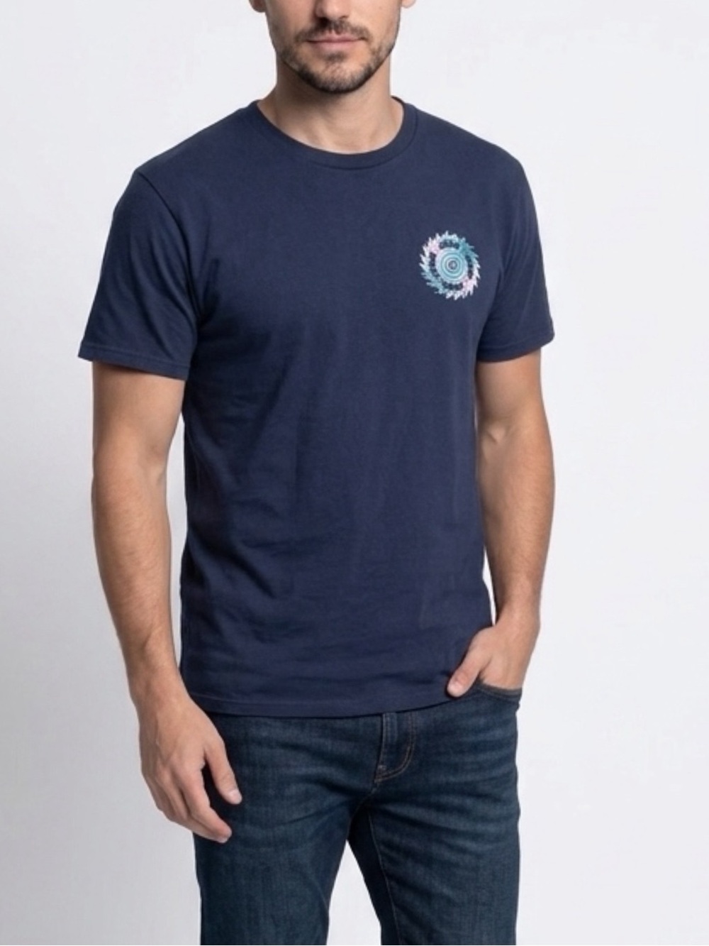 Men's Navy Short-Sleeve Graphic Crew Tee
